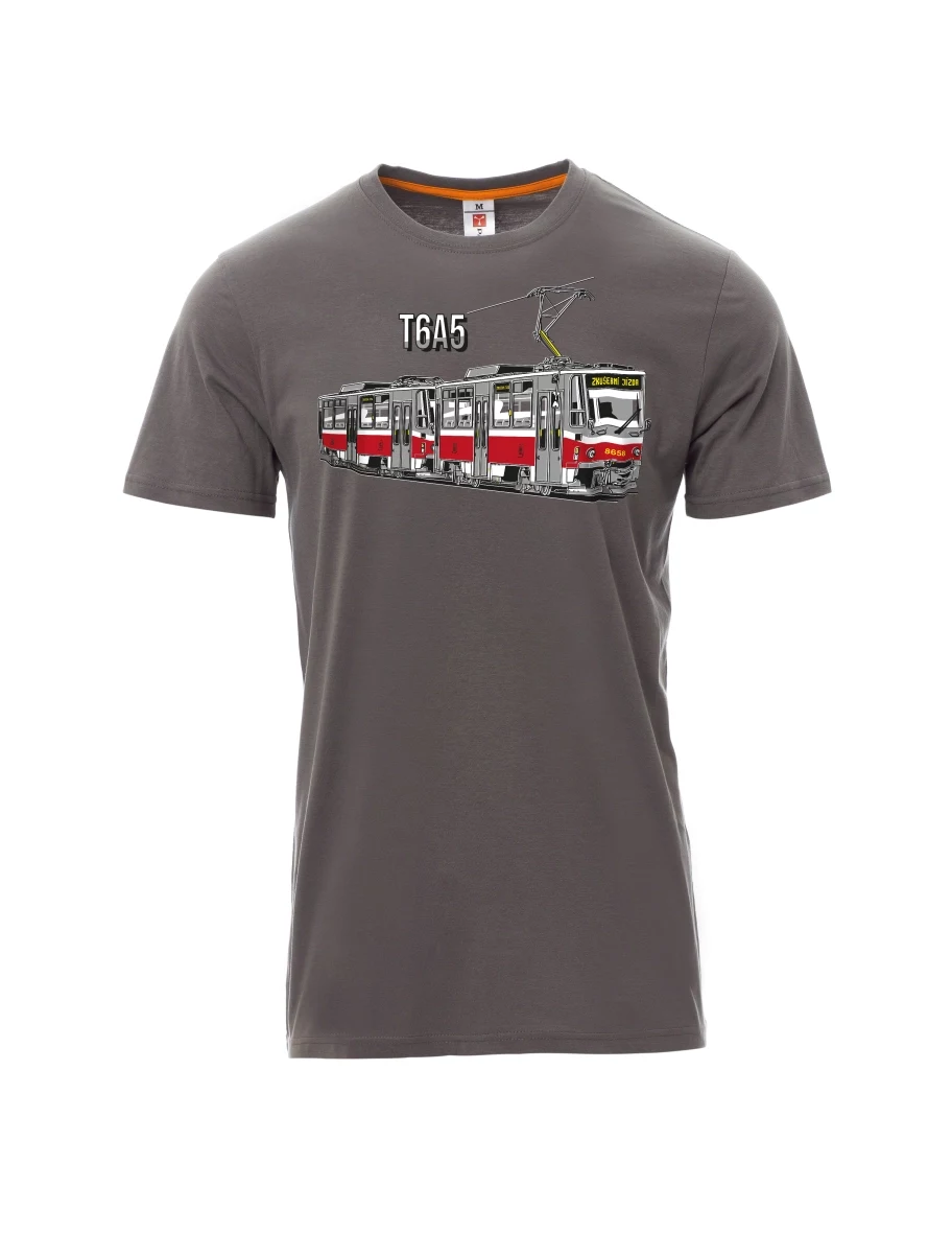 Graues T-Shirt für Männer Straßenbahn T6A5