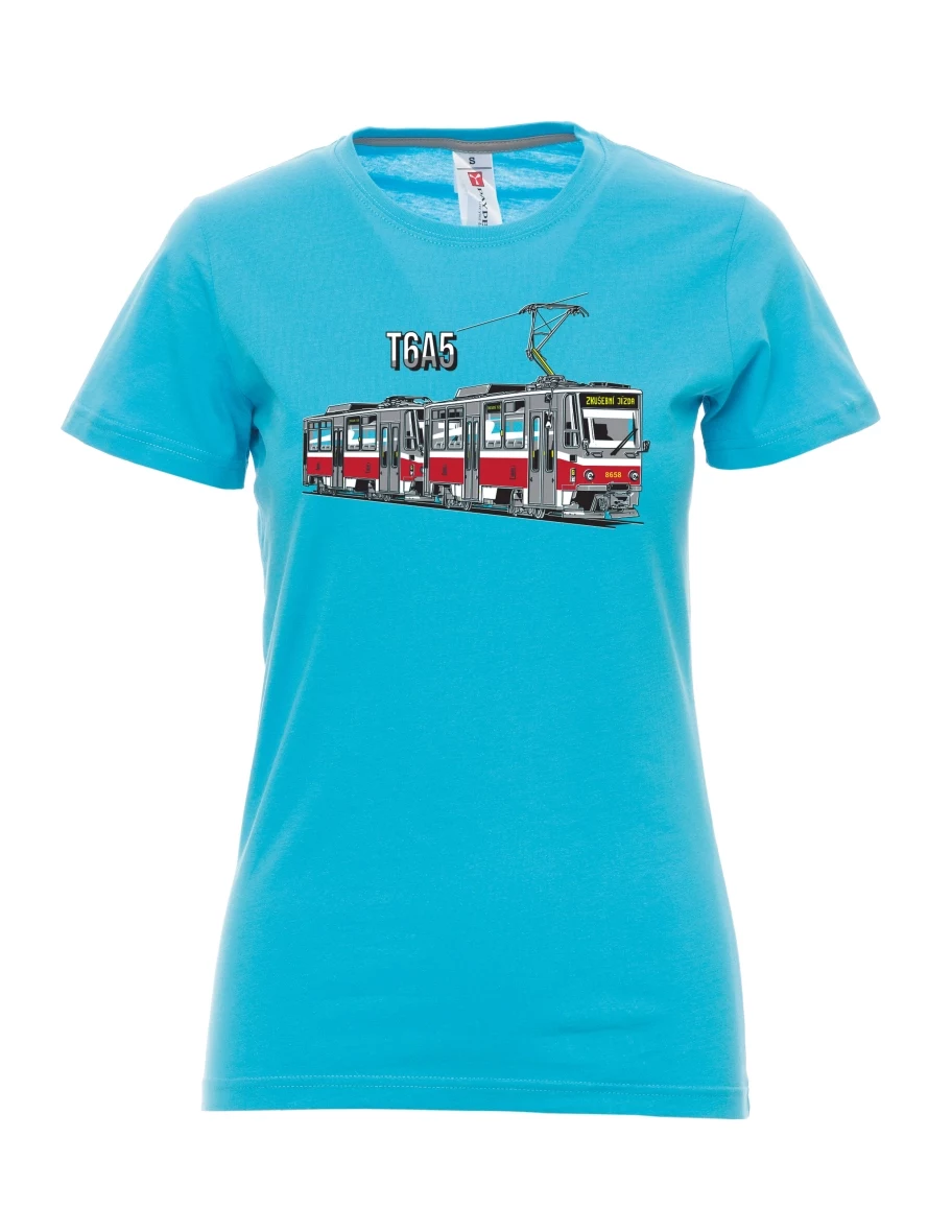 Atoll-blaues T-Shirt für Damen Straßenbahn T6A5