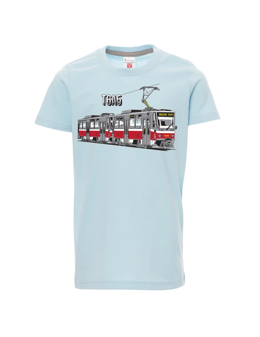 Blassblaues Kinder T-Shirt Straßenbahn T6A5