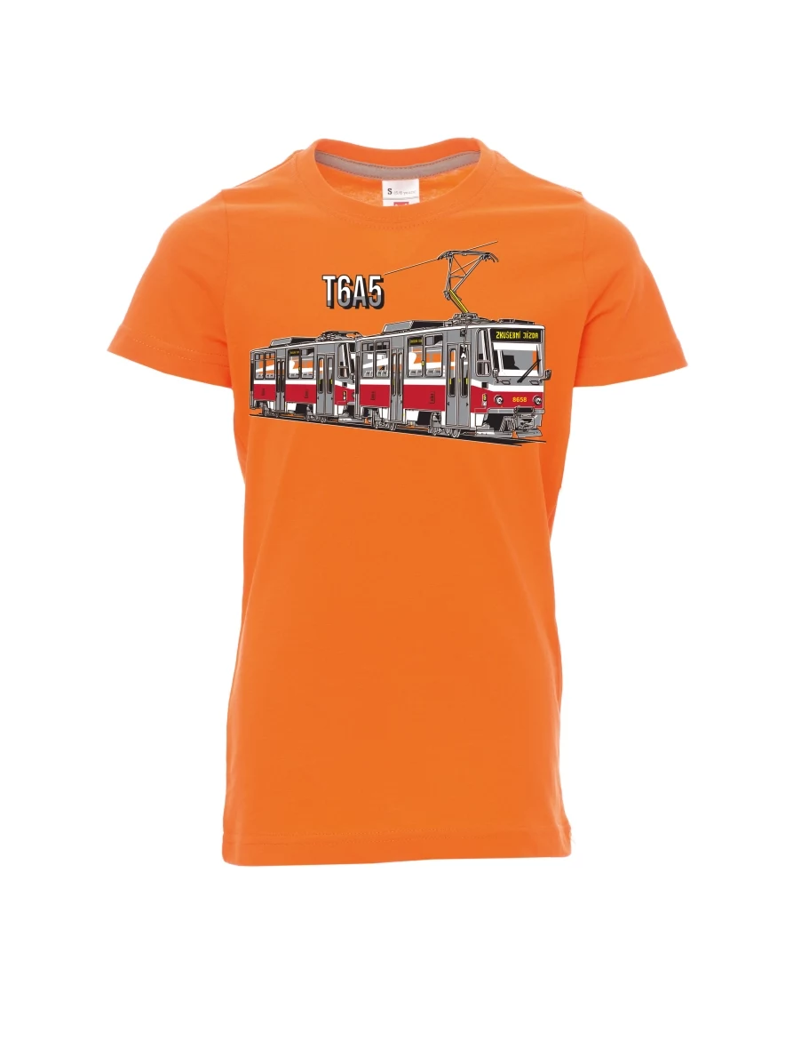 Orange Kinder T-Shirt Straßenbahn T6A5