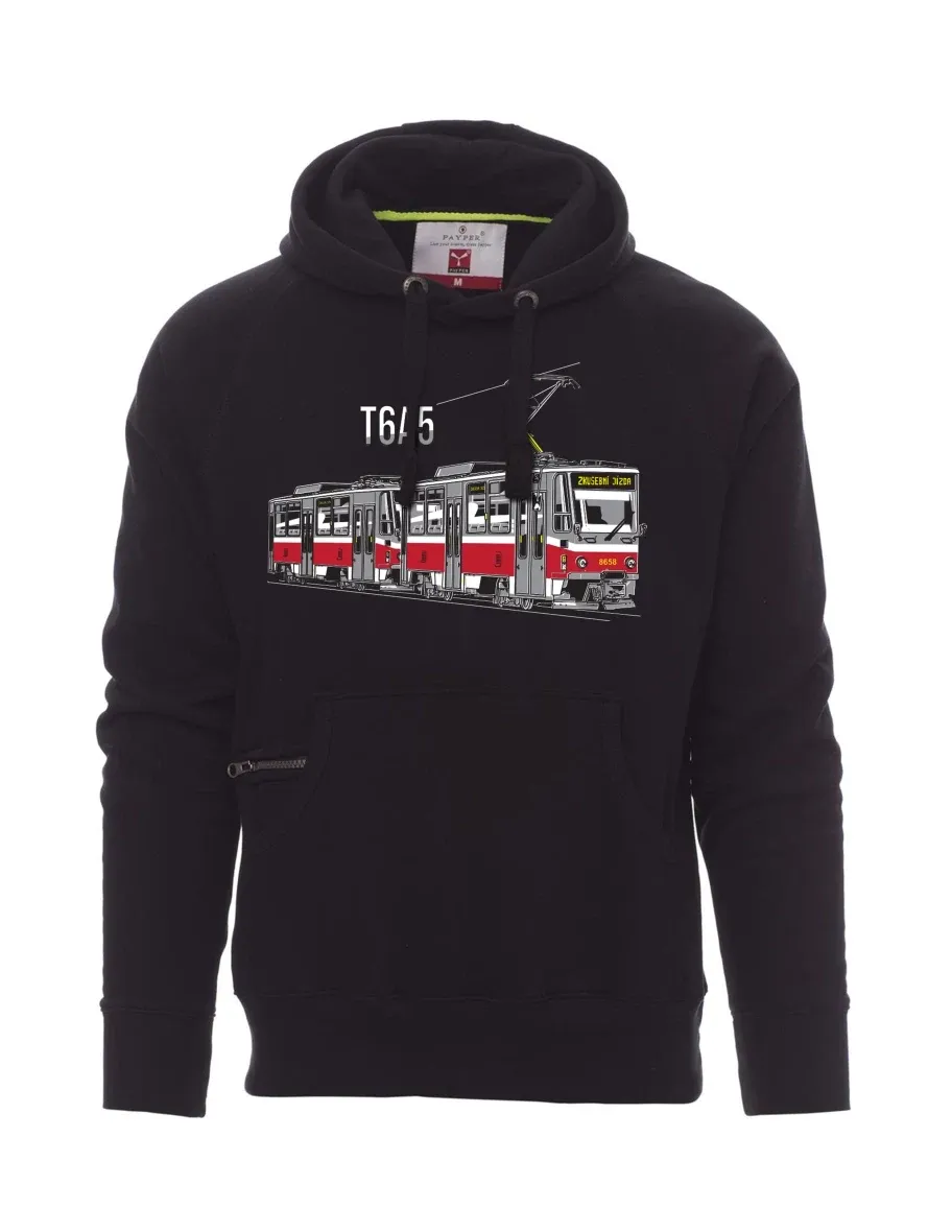 Schwarzes Sweatshirt für Männer Straßenbahn T6A5