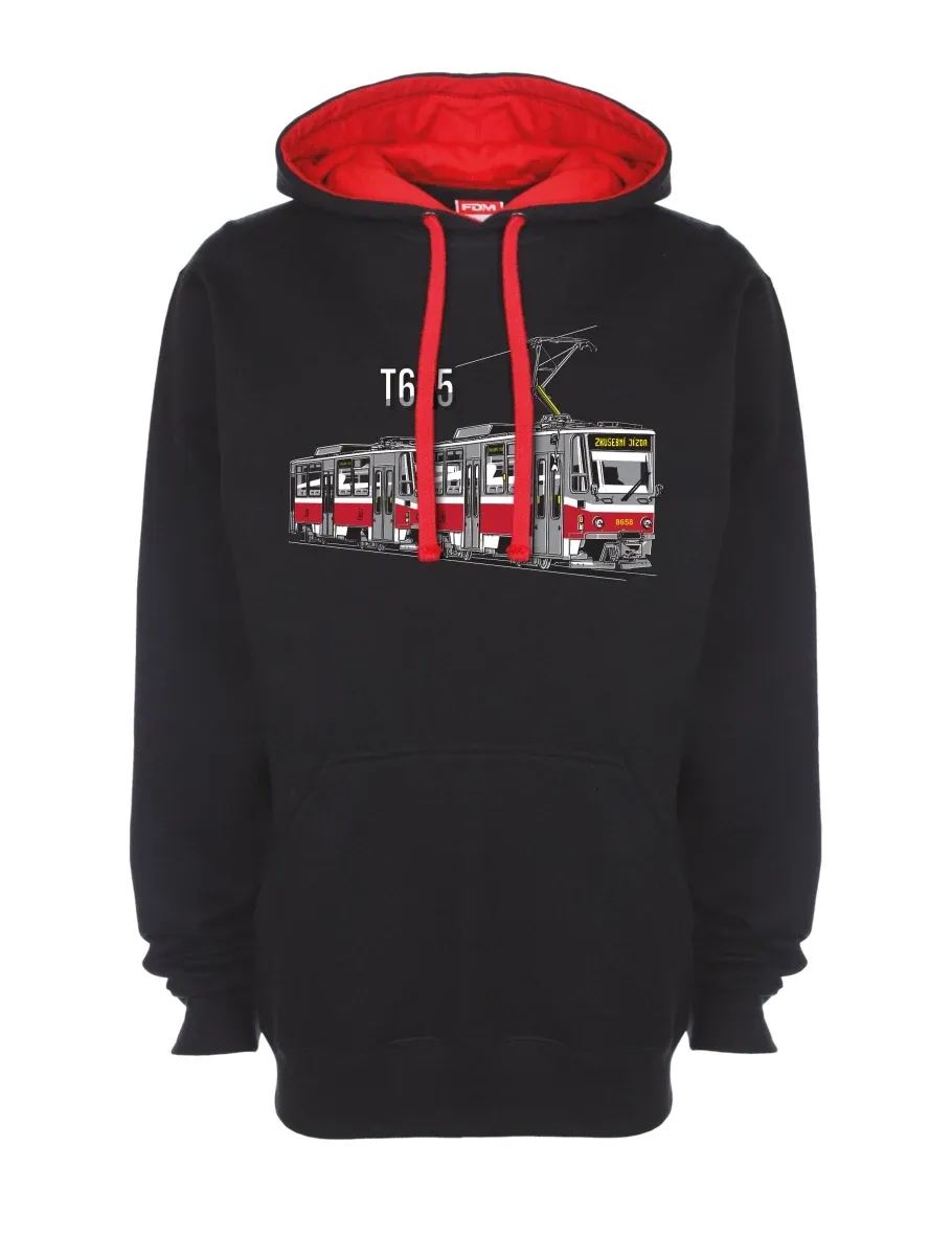 Rot-schwarzes Sweatshirt Straßenbahn T6A5