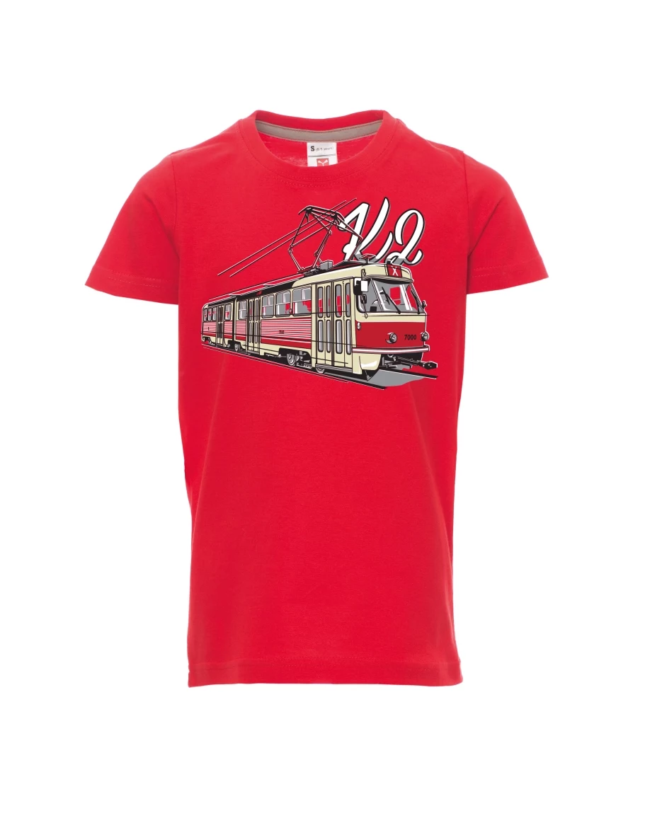 Rotes Kinder T-Shirt Straßenbahn K2