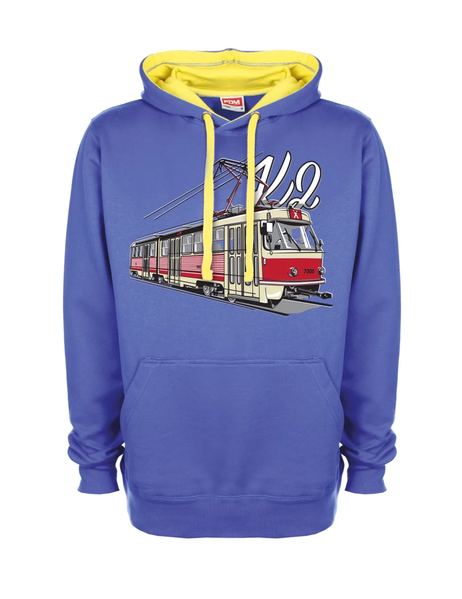 Gelb-blaues Sweatshirt Straßenbahn K2