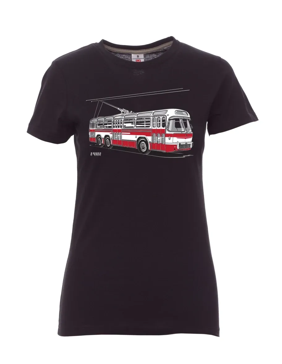 Schwarzes T-Shirt für Damen Wagen  T401
