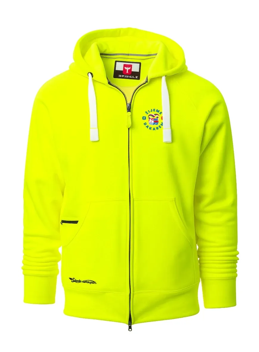 Fluoreszierender Herren Hoodie Live Dakar mit Kapuze und Reißverschluss