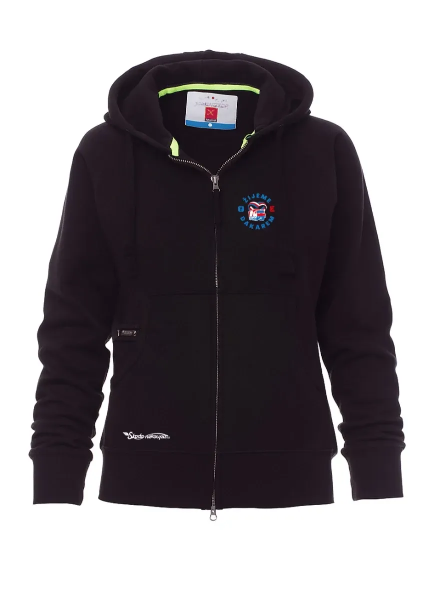 Schwarzer Damen Hoodie Live Dakar mit Kapuze und Reißverschluss