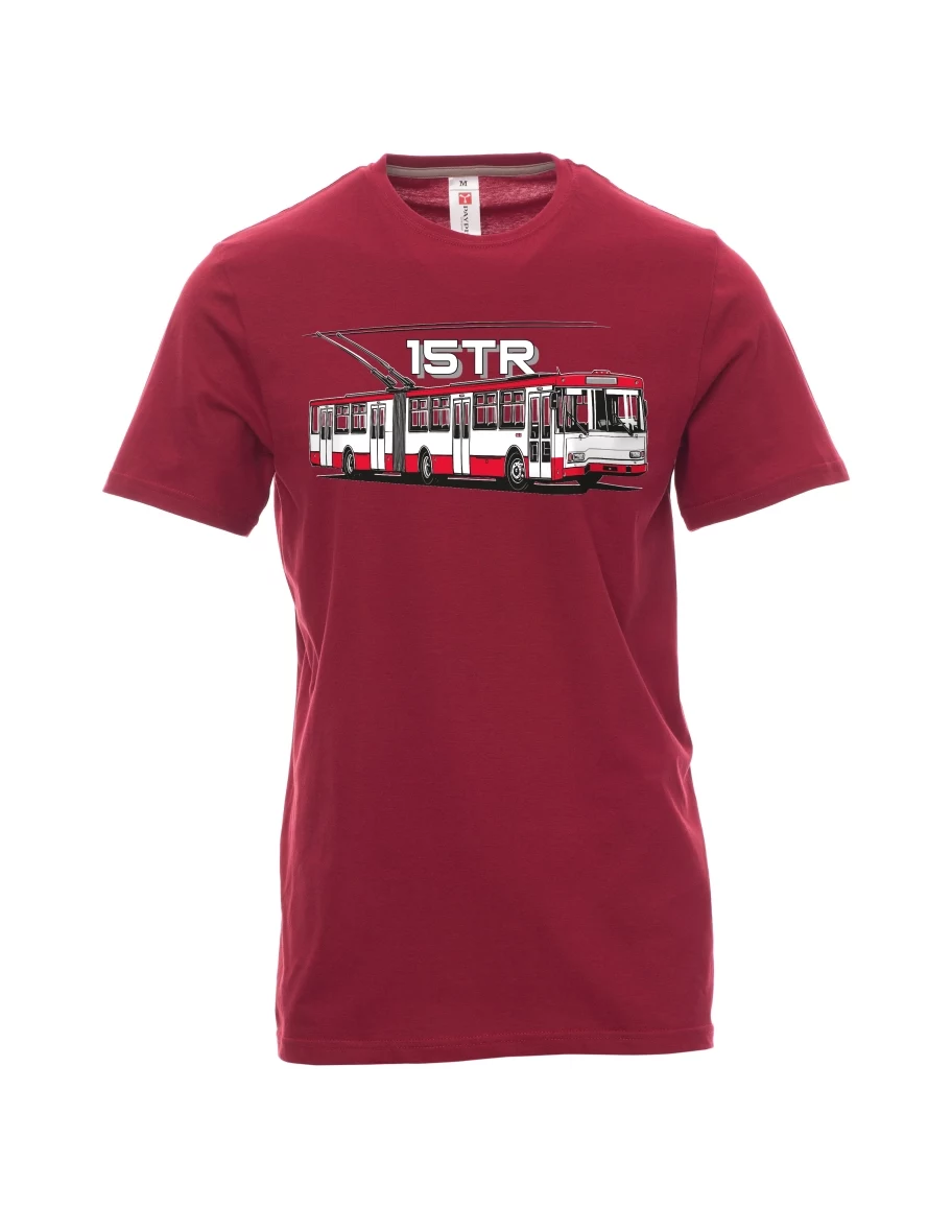 Dunkelrotes T-Shirt für Männer Oberleitungsbus 15TR