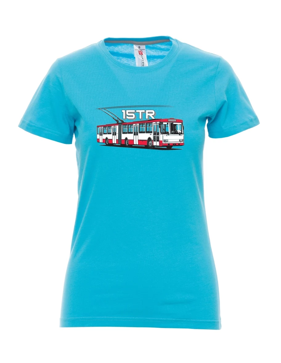 Atoll-blaues T-Shirt für Damen Oberleitungsbus 15TR