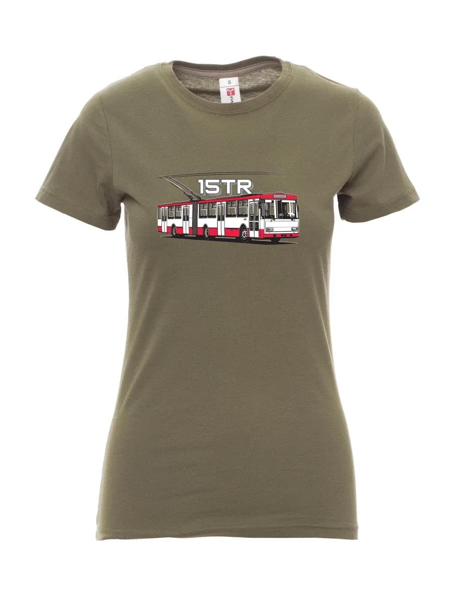 Khaki T-Shirt für Damen Oberleitungsbus 15TR