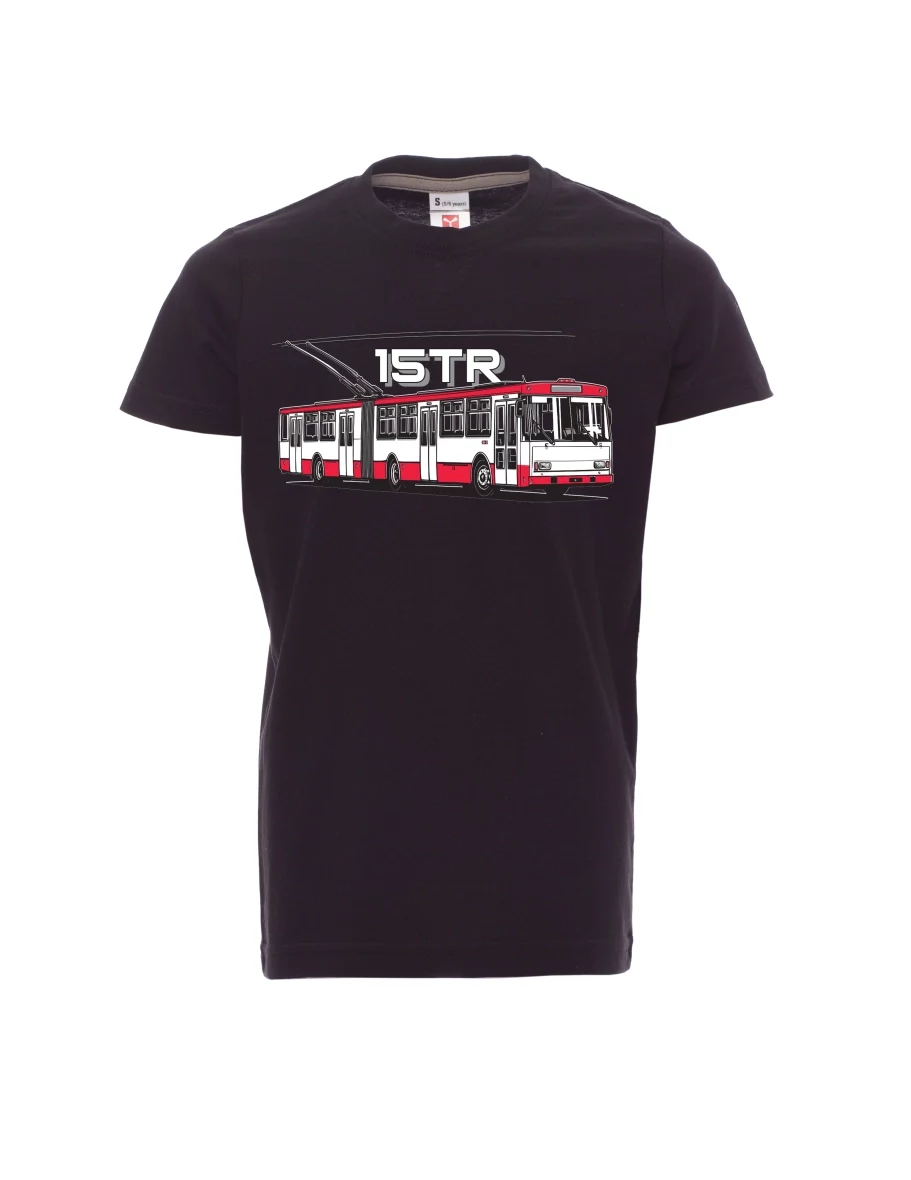 Schwarzes Kinder T-Shirt Oberleitungsbus 15TR