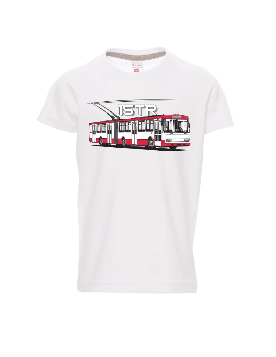 Weißes Kinder T-Shirt Oberleitungsbus 15TR