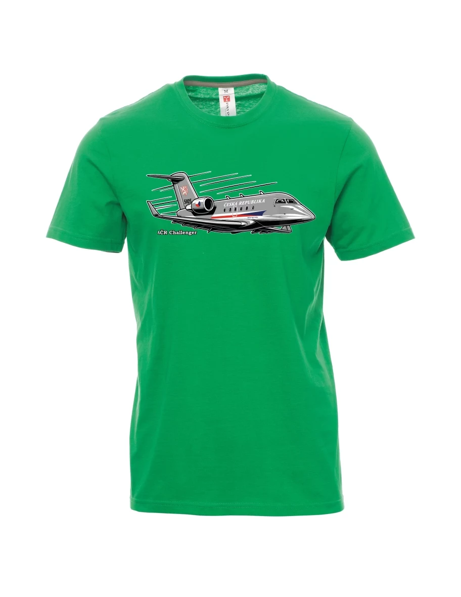 Grünes T-Shirt für Männer Flugzeug AČR Challenger
