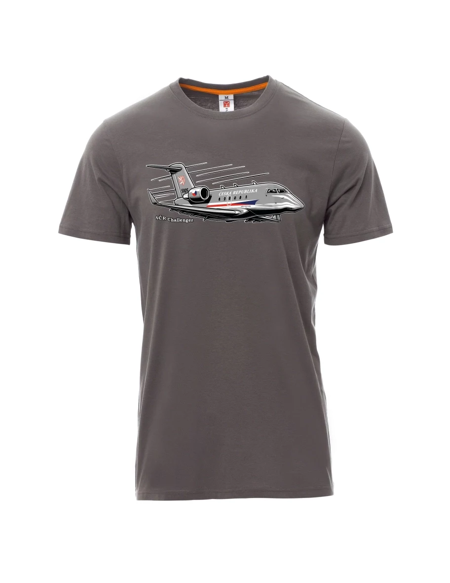 Graues T-Shirt für Männer Flugzeug AČR Challenger