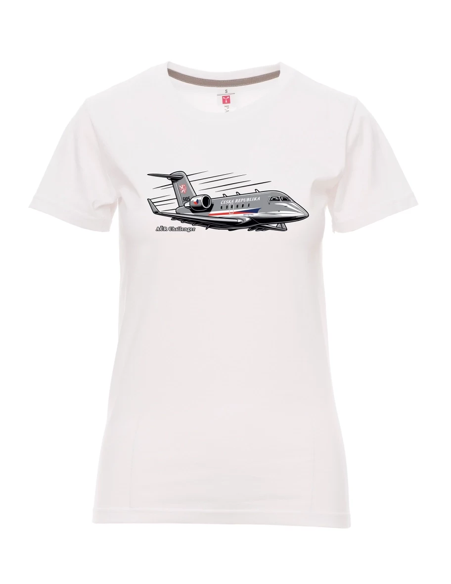 Weißes T-Shirt für Damen Flugzeug AČR Challenger