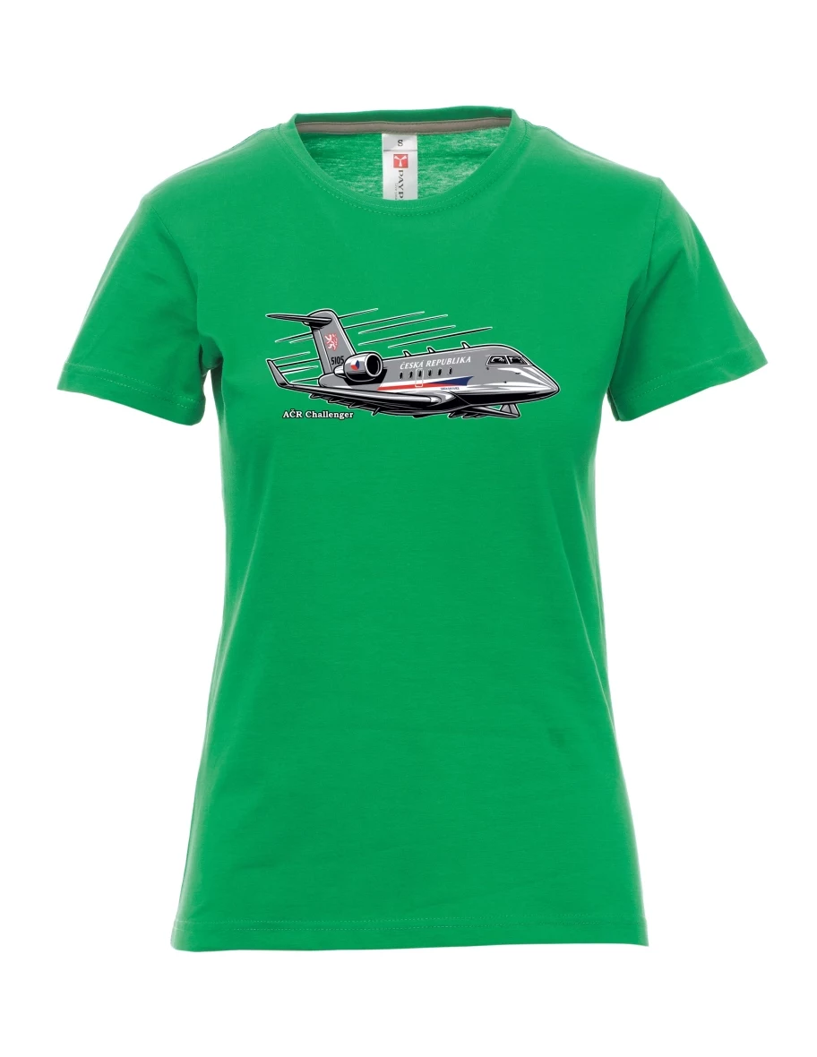 Grünes T-Shirt für Damen Flugzeug AČR Challenger