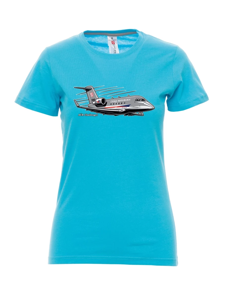 Atoll-blaues T-Shirt für Damen Flugzeug AČR Challenger
