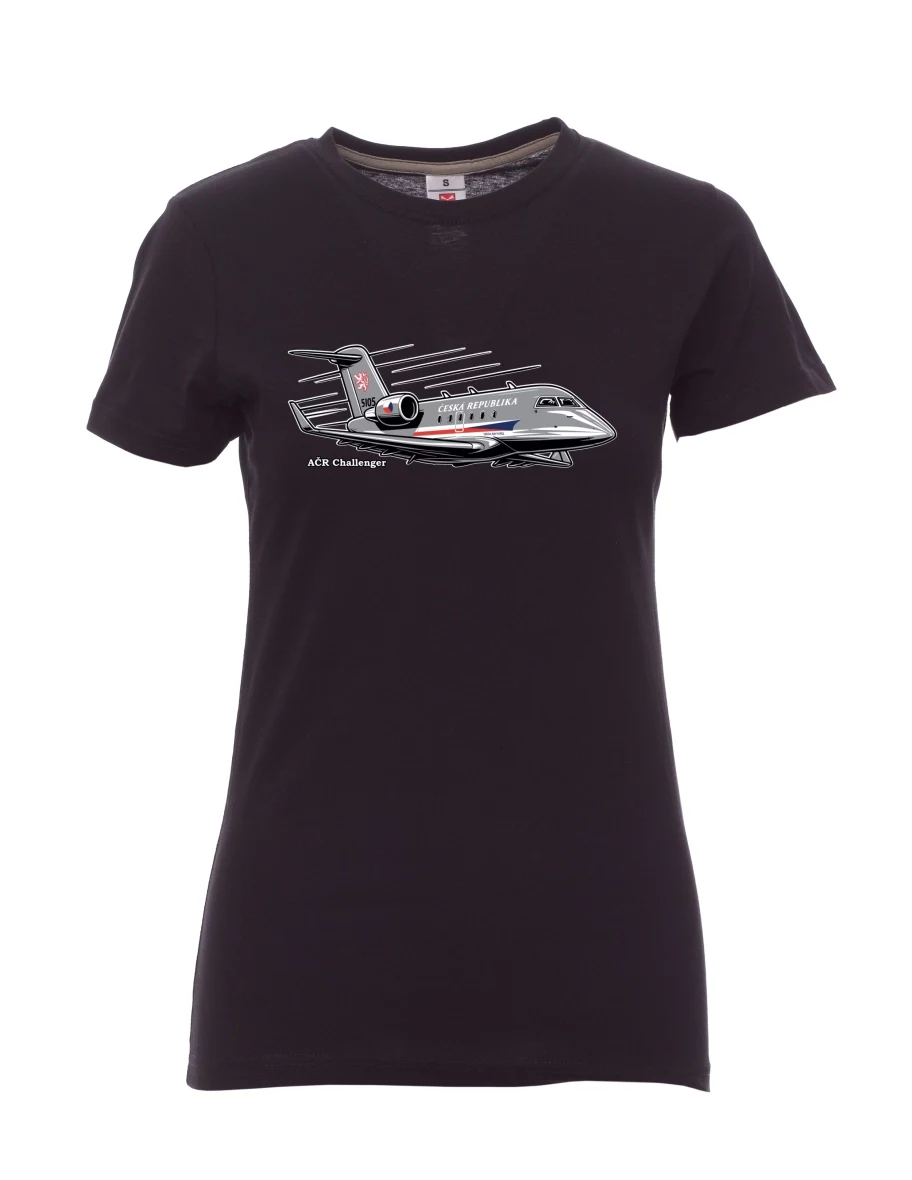 Schwarzes T-Shirt für Damen Flugzeug AČR Challenger