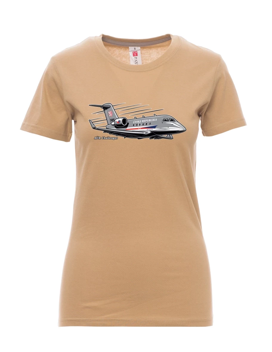 Braunes T-Shirt für Damen Flugzeug AČR Challenger