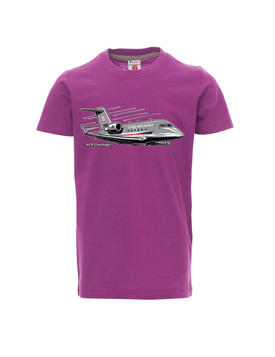 Violett Kinder T-Shirt Flugzeug AČR Challenger