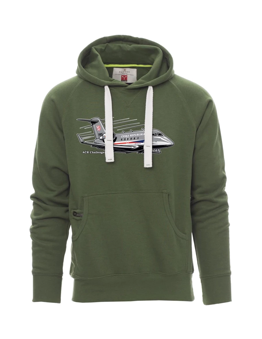 Dunkelgrünes Sweatshirt für Männer Flugzeug AČR Challenger