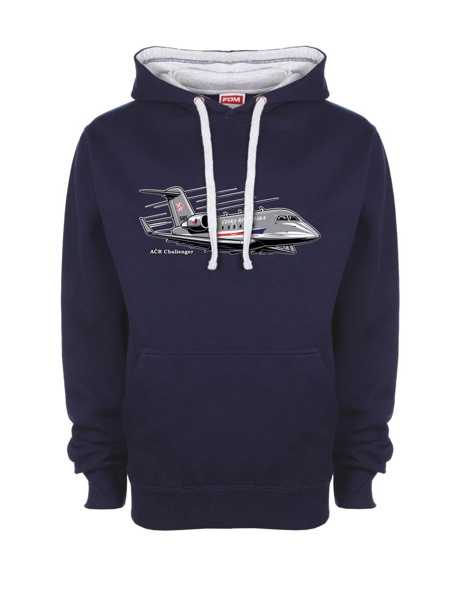Grau-marines Sweatshirt Flugzeug AČR Challenger