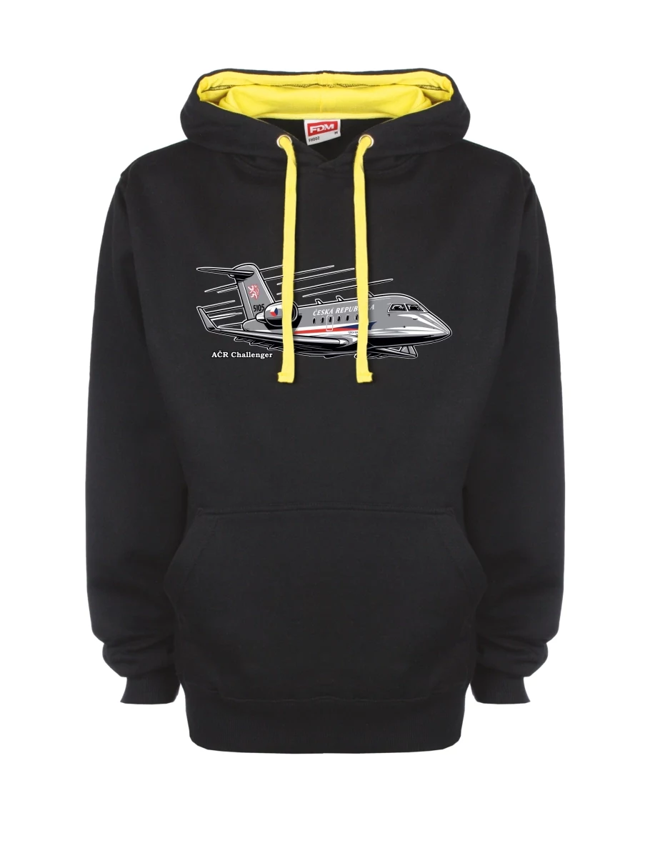 Gelb-schwarzes Sweatshirt mit Flugzeug AČR Challenger