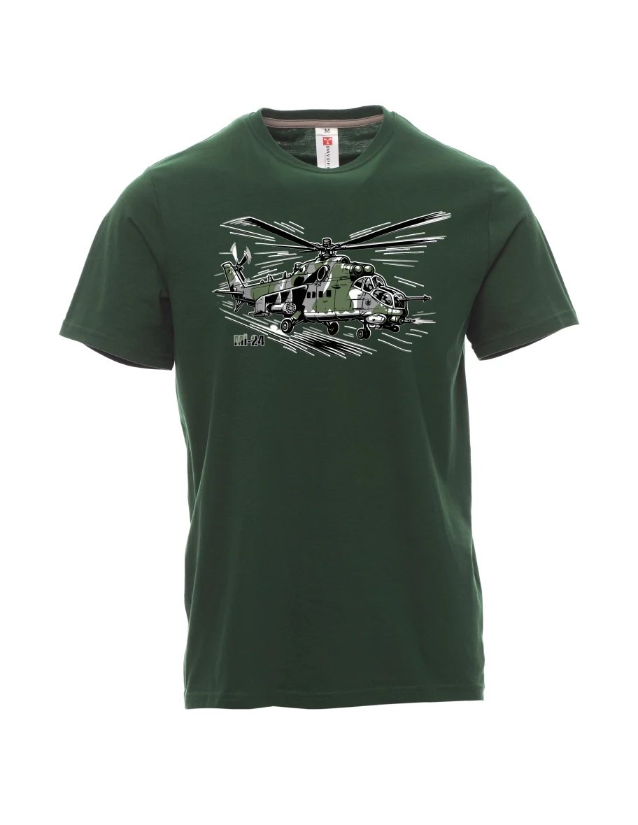 Dunkelgrün T-Shirt für Männer Hubschrauber Mi-24