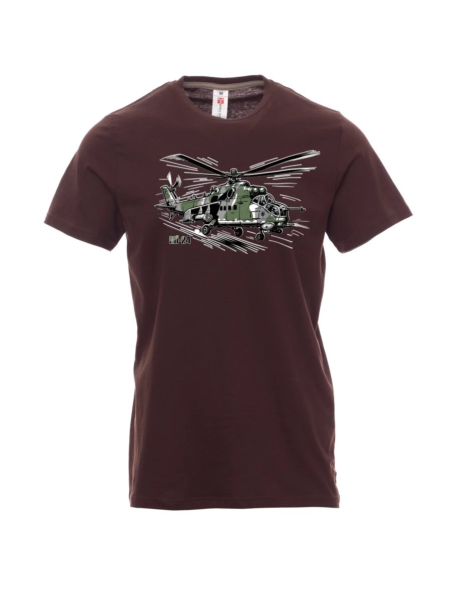 Dunkelbraun T-Shirt für Männer Hubschrauber Mi-24