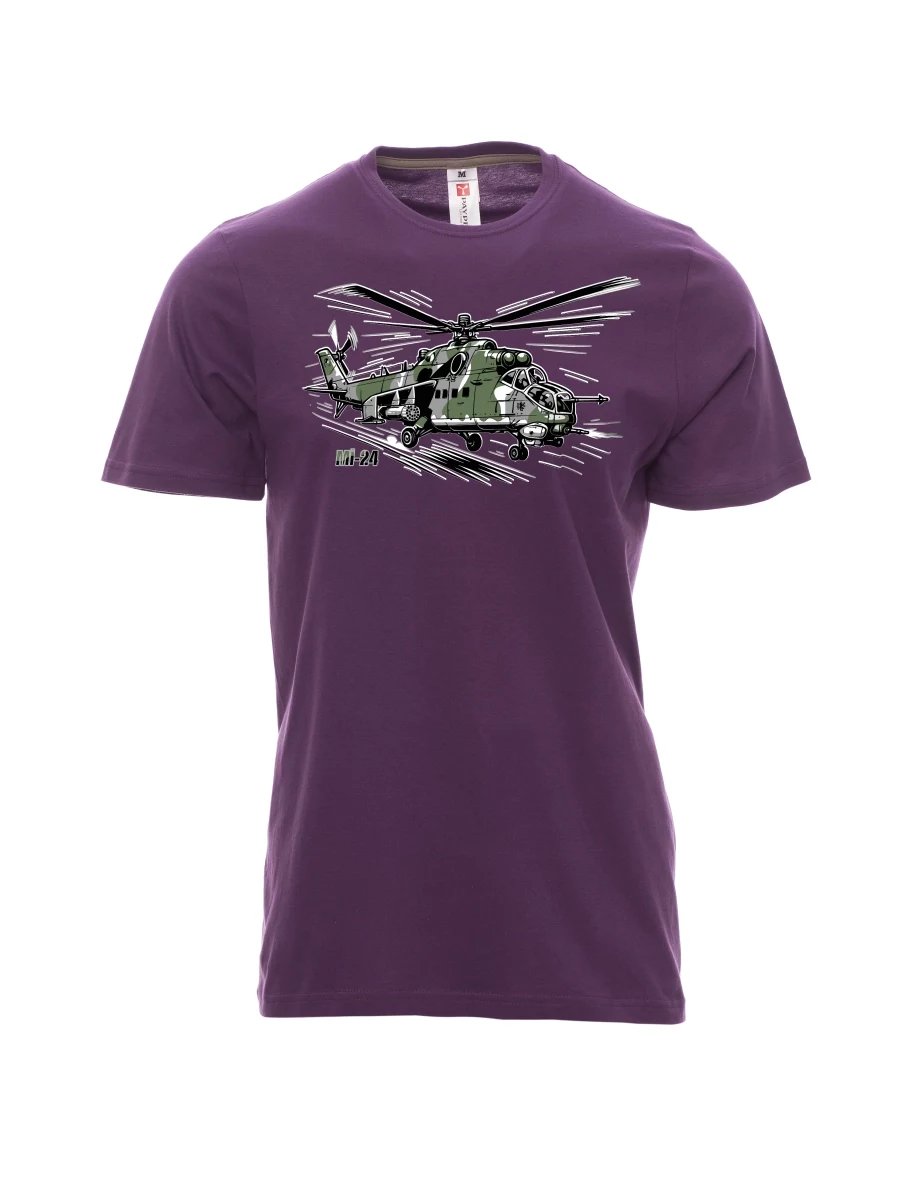 Violett T-Shirt für Männer Hubschrauber Mi-24