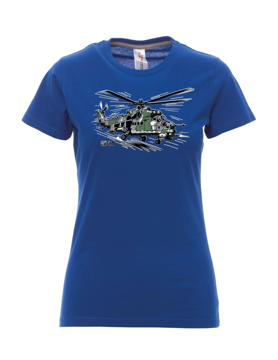 Königsblaues T-Shirt für Damen Hubschrauber Mi-24