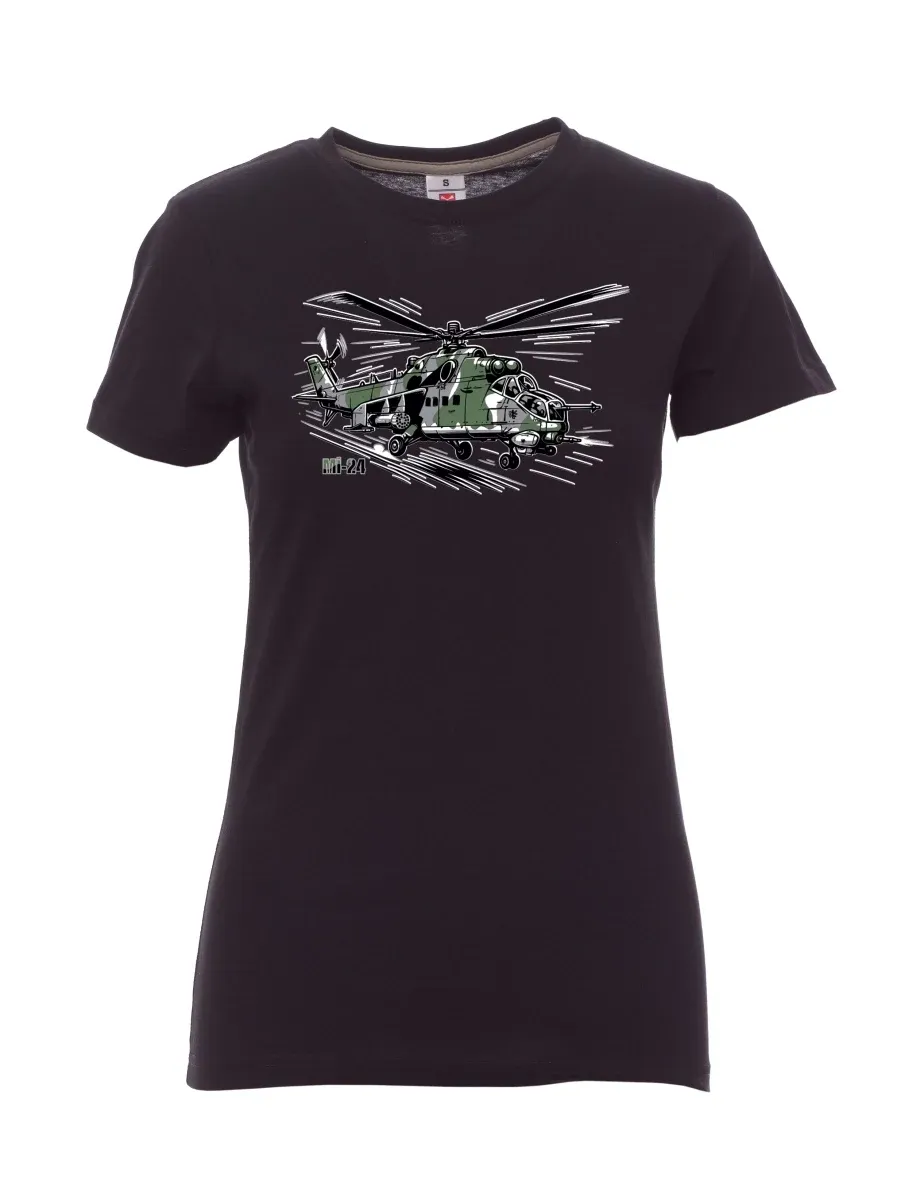Schwarzes T-Shirt für Damen Hubschrauber Mi-24