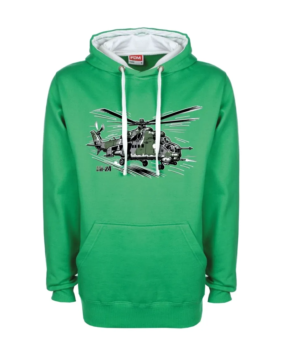 Weiß-grünes Sweatshirt Hubschrauber Mi-24