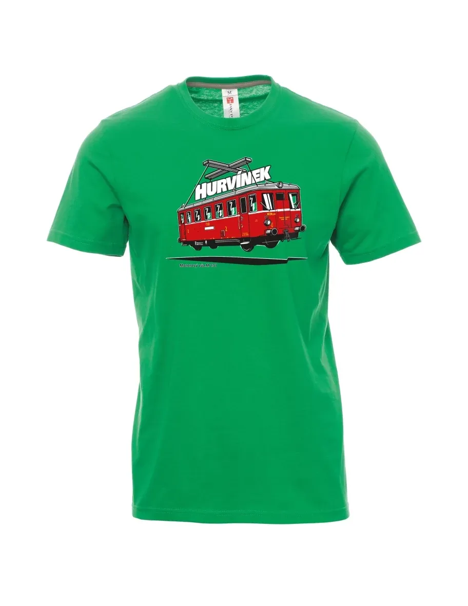 Grünes T-Shirt für Männer Triebwagen M 131 „Hurvínek“