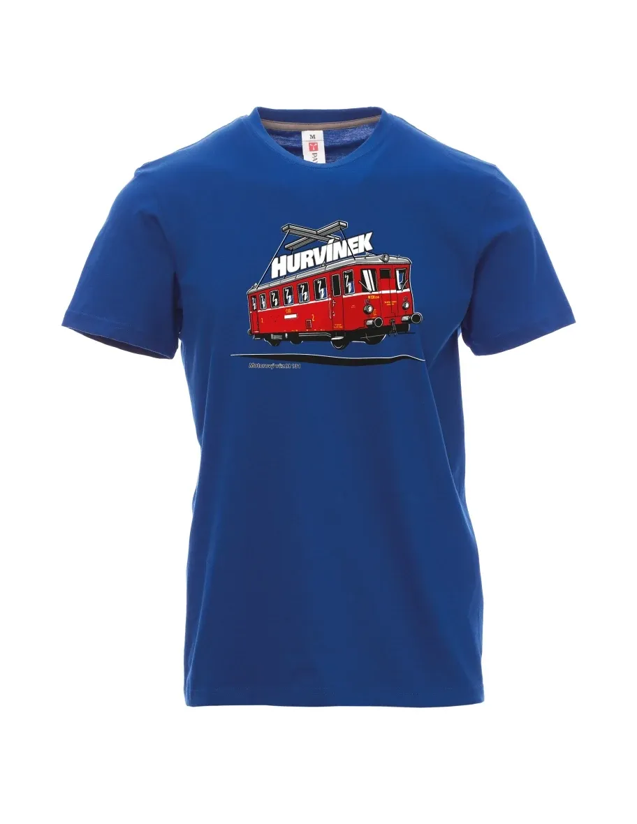 Blaues T-Shirt für Männer Triebwagen M 131 „Hurvínek“