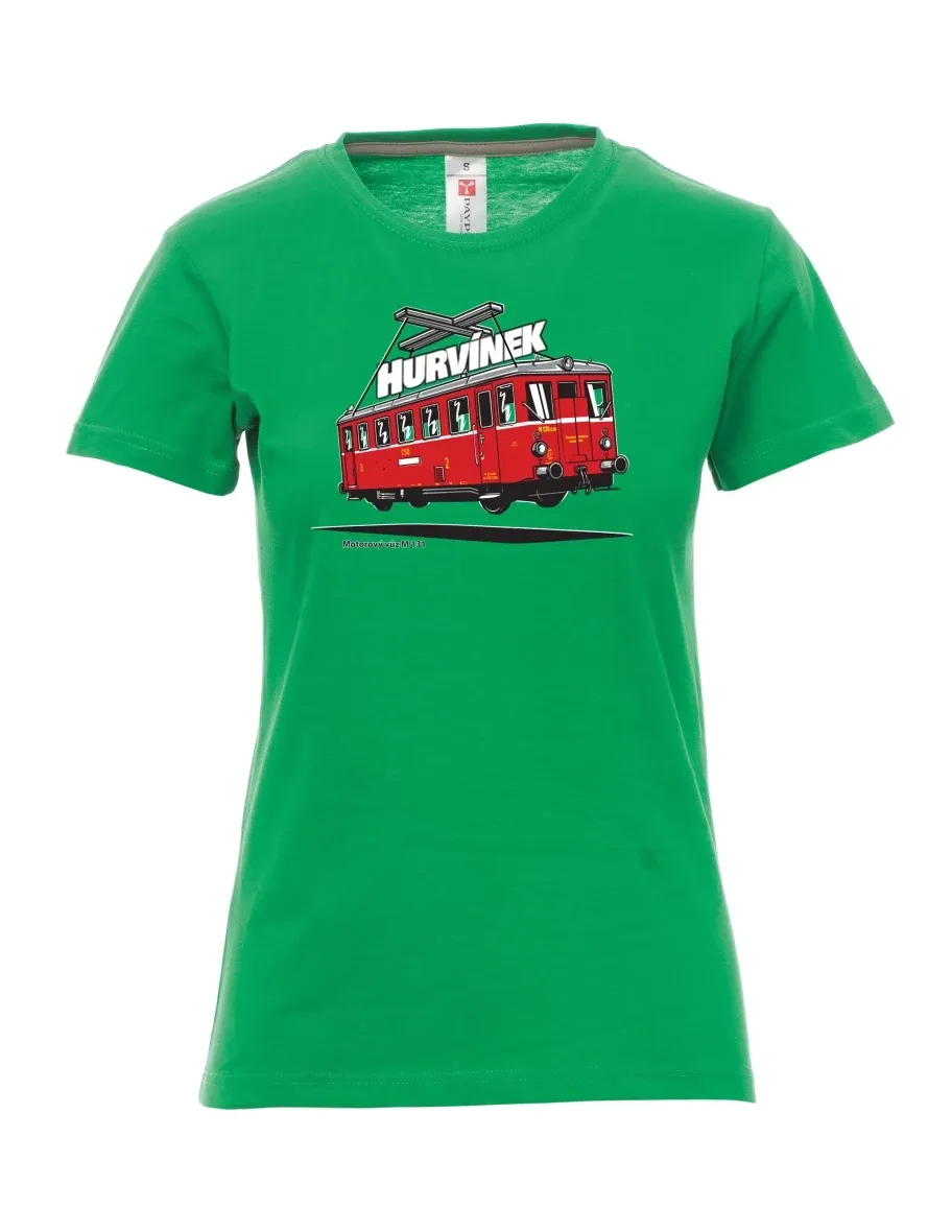 Grünes T-Shirt für Damen Triebwagen M 131 „Hurvínek“