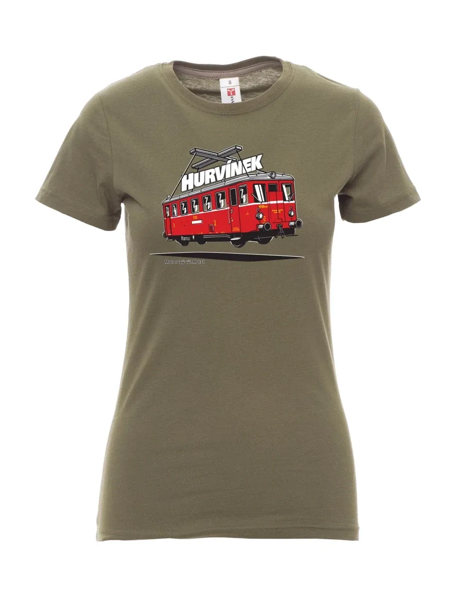 Khaki T-Shirt für Damen Triebwagen M 131 „Hurvínek“