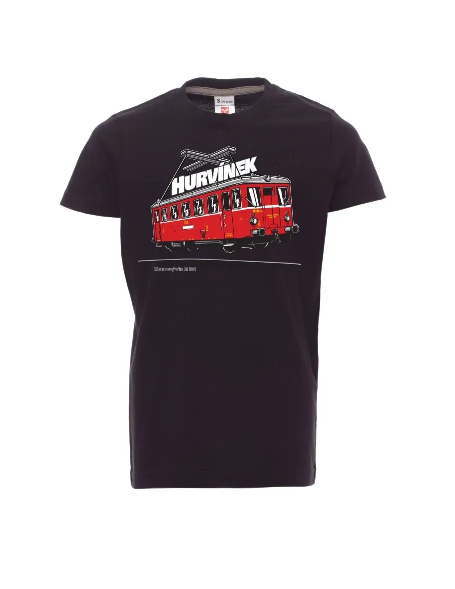 Schwarzes Kinder T-Shirt Triebwagen M 131 „Hurvínek“