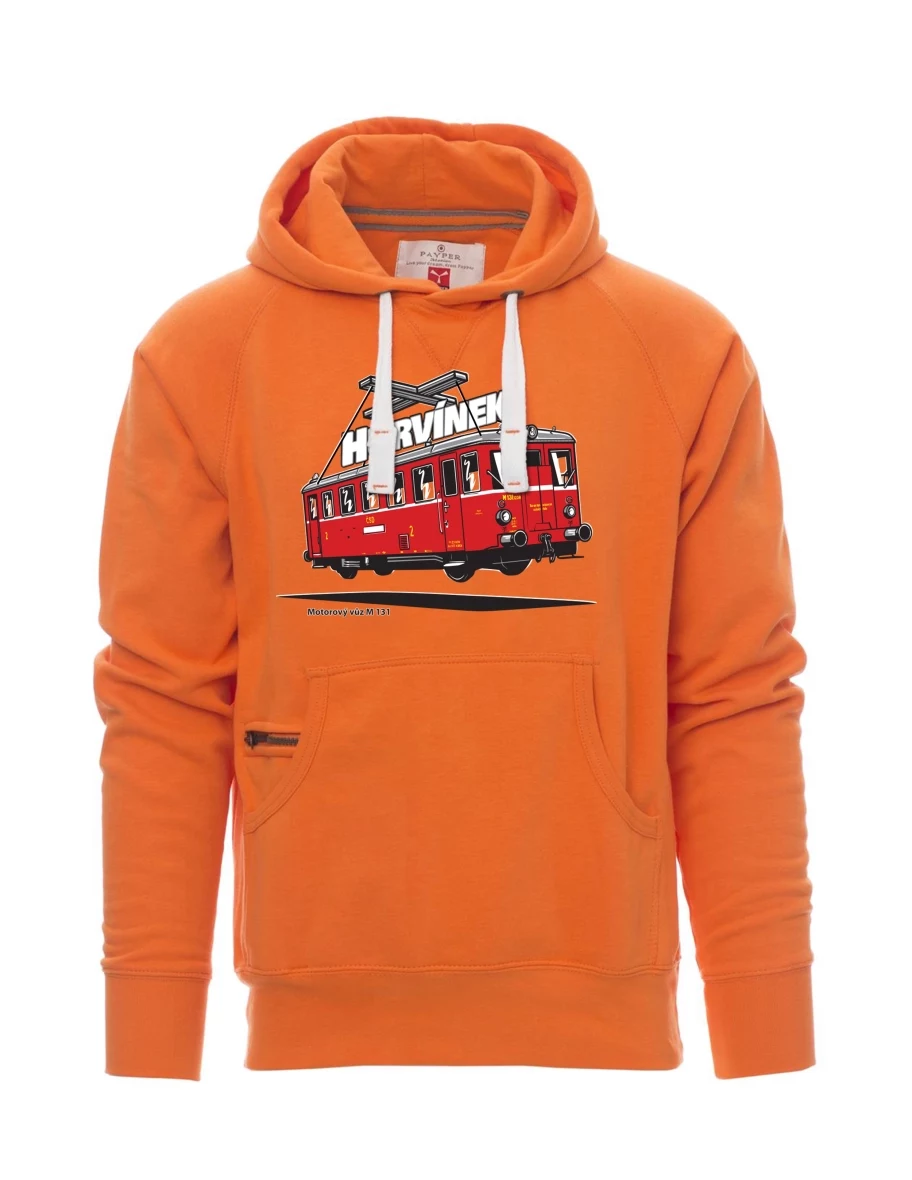 Orange Sweatshirt für Männer Triebwagen M 131 „Hurvínek“