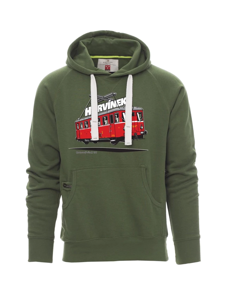 Dunkelgrünes Sweatshirt für Männer Triebwagen M 131 „Hurvínek“