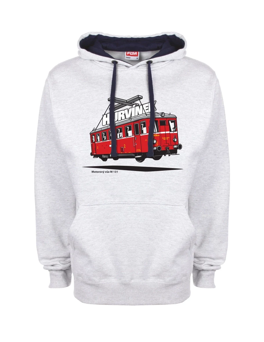 Blau-graues Sweatshirt Triebwagen M 131 „Hurvínek“