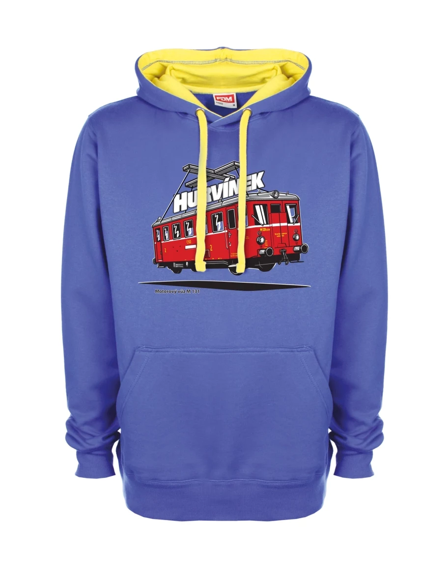 Gelb-blaues Sweatshirt Triebwagen M 131 „Hurvínek“