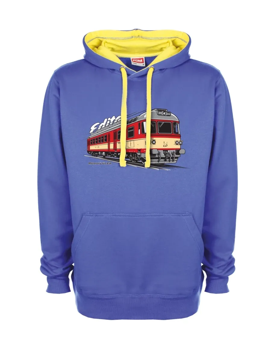 Gelb-blaues Sweatshirt Triebwagen 854