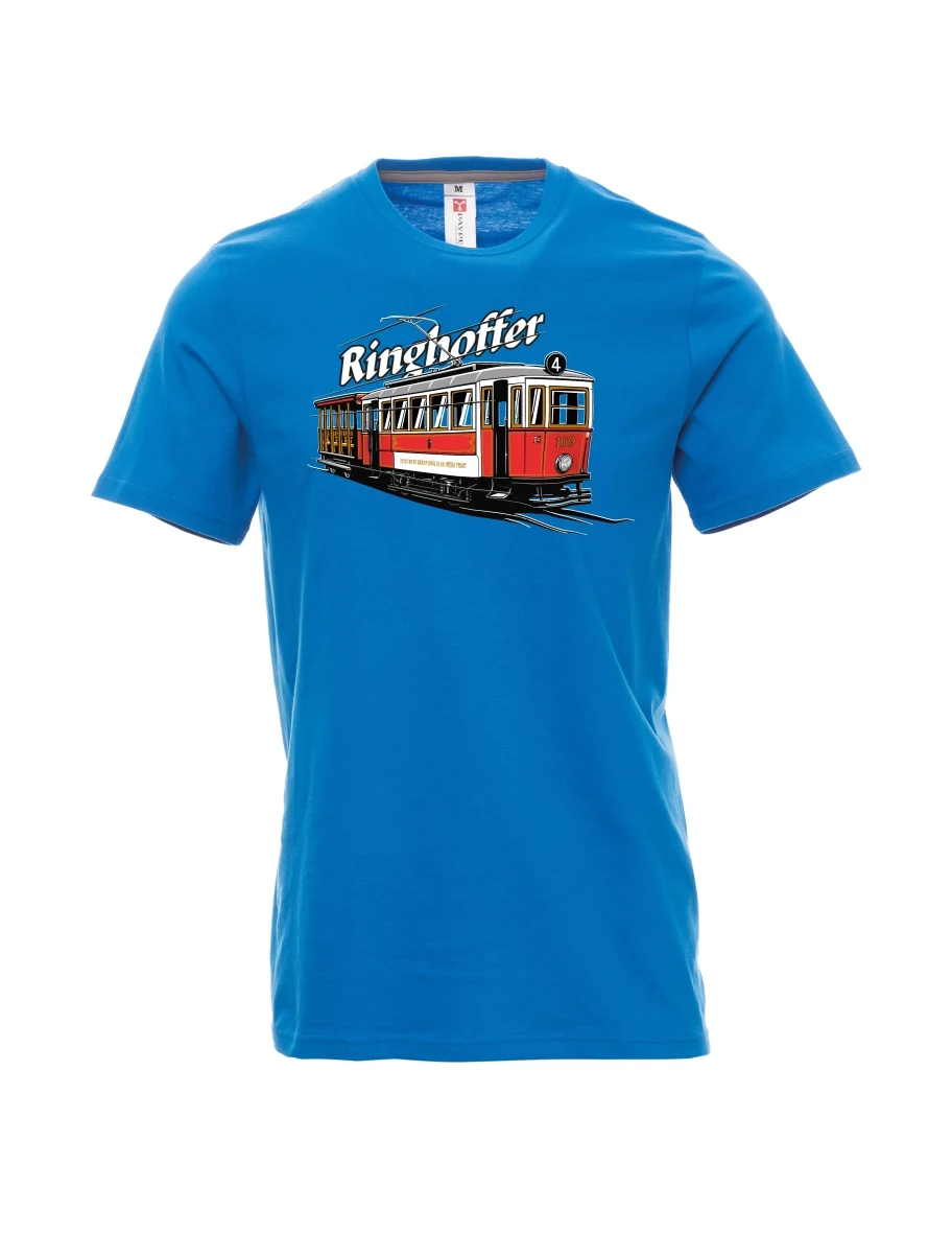 Hellblaues T-Shirt für Männer Straßenbahn Ringhoffer