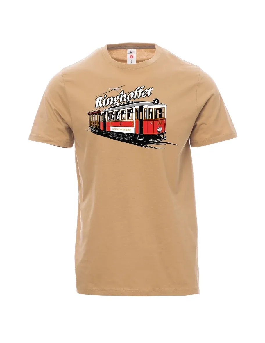 Braunes T-Shirt für Männer Straßenbahn Ringhoffer