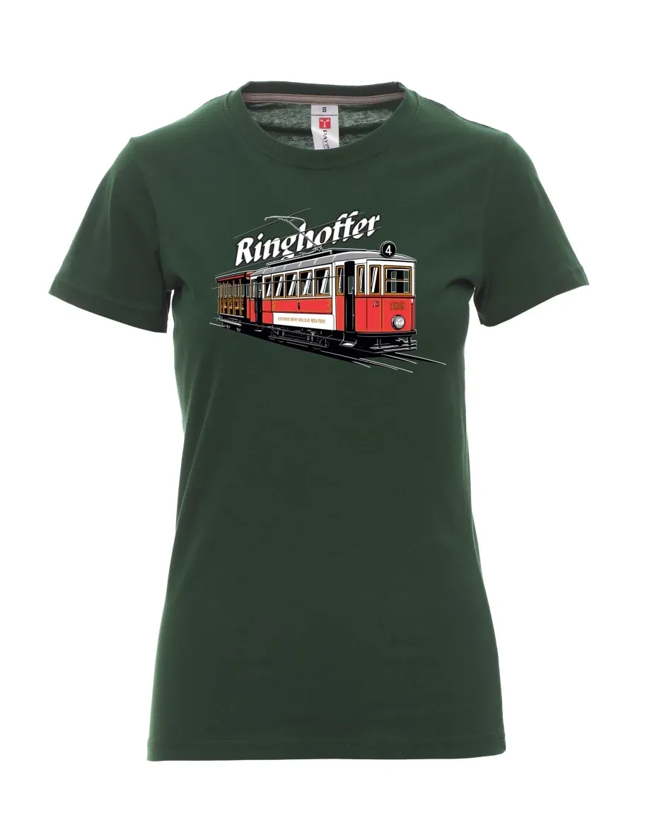 Dunkelgrün T-Shirt für Damen Straßenbahn Ringhoffer