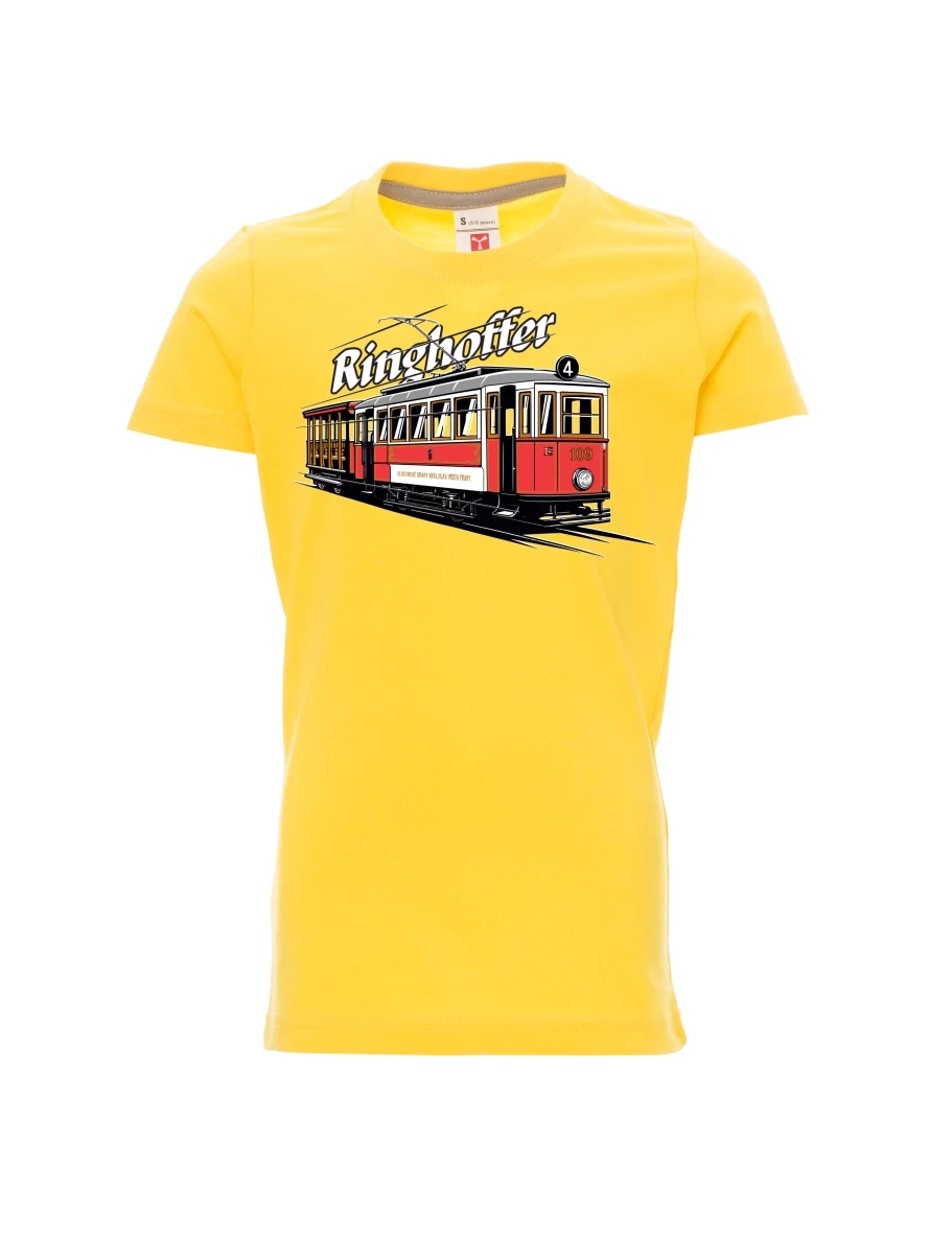 Gelbes Kinder T-Shirt Straßenbahn Ringhoffer
