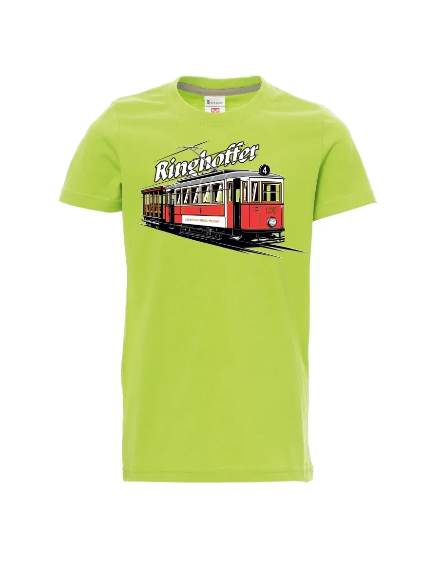Hellgrünes Kinder T-Shirt Straßenbahn Ringhoffer