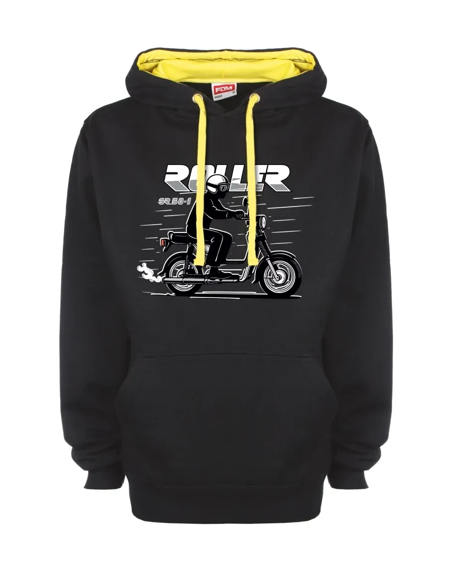 Gelb-schwarzes Sweatshirt mit Motorroller SR 50/1 Roller