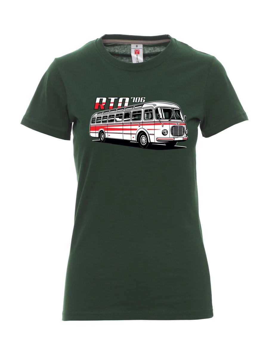 Dunkelgrün T-Shirt für Damen Autobus RTO 706